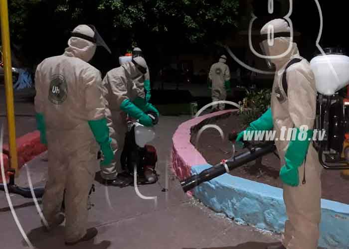 Jornada de desinfección de espacios públicos en el municipio de Sébaco